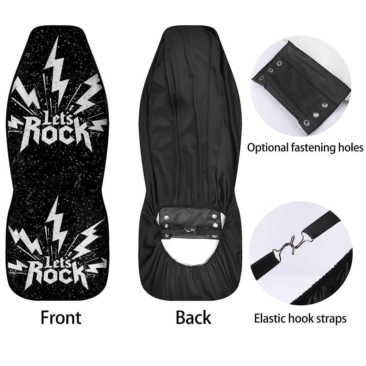 Abstract Rock Grunge Monochrome Print Car Seat Covers-grizzshop