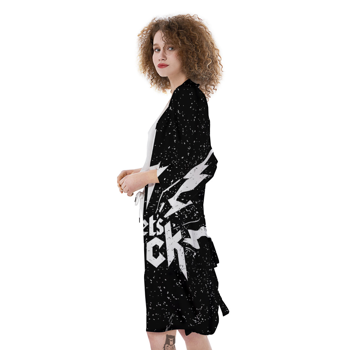Abstract Rock Grunge Monochrome Print Kimono-grizzshop