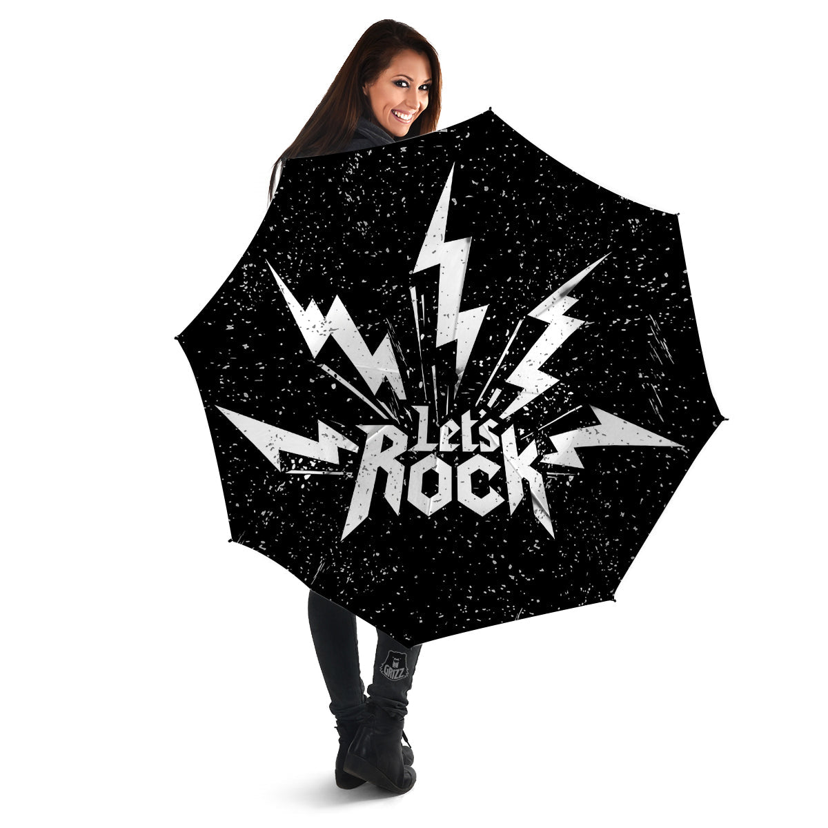 Abstract Rock Grunge Monochrome Print Umbrella-grizzshop