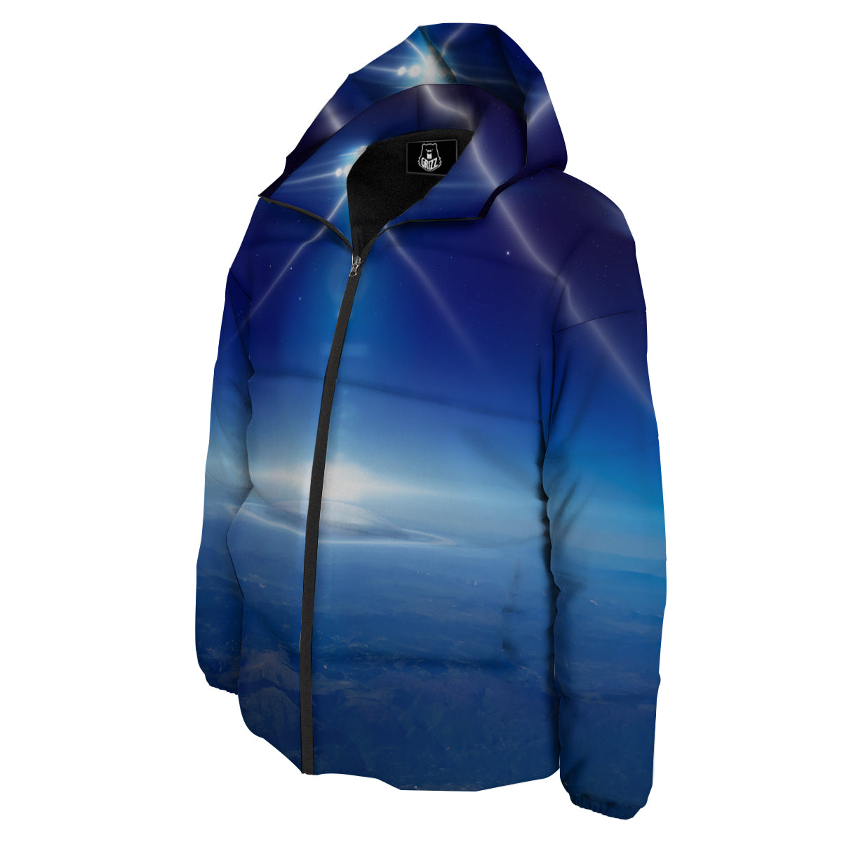 Abstract Sci Fi On Earth Print Down Jacket-grizzshop