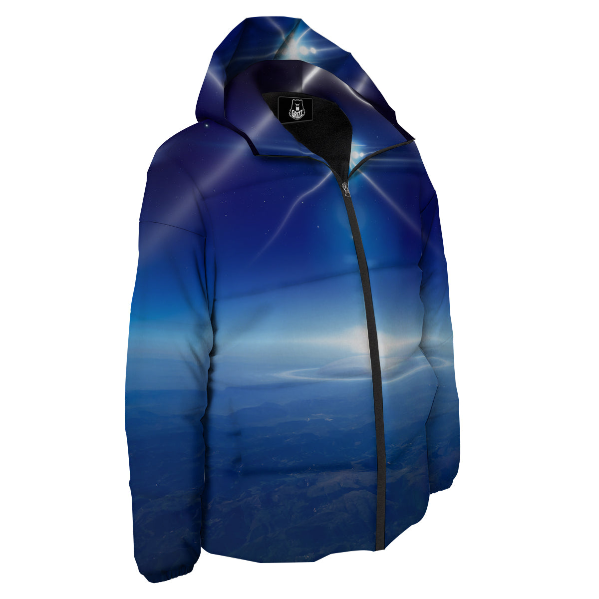 Abstract Sci Fi On Earth Print Down Jacket-grizzshop