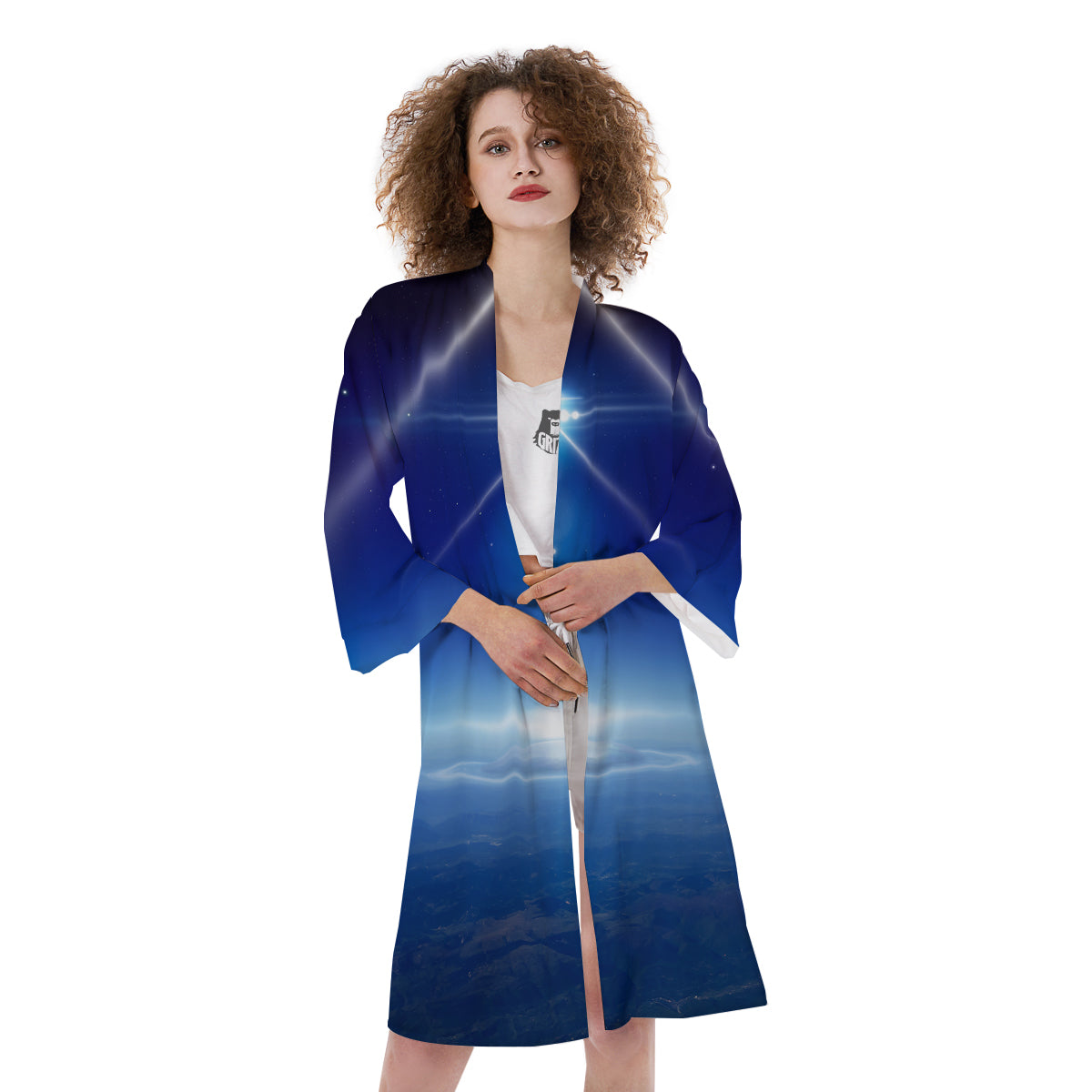 Abstract Sci Fi On Earth Print Kimono-grizzshop