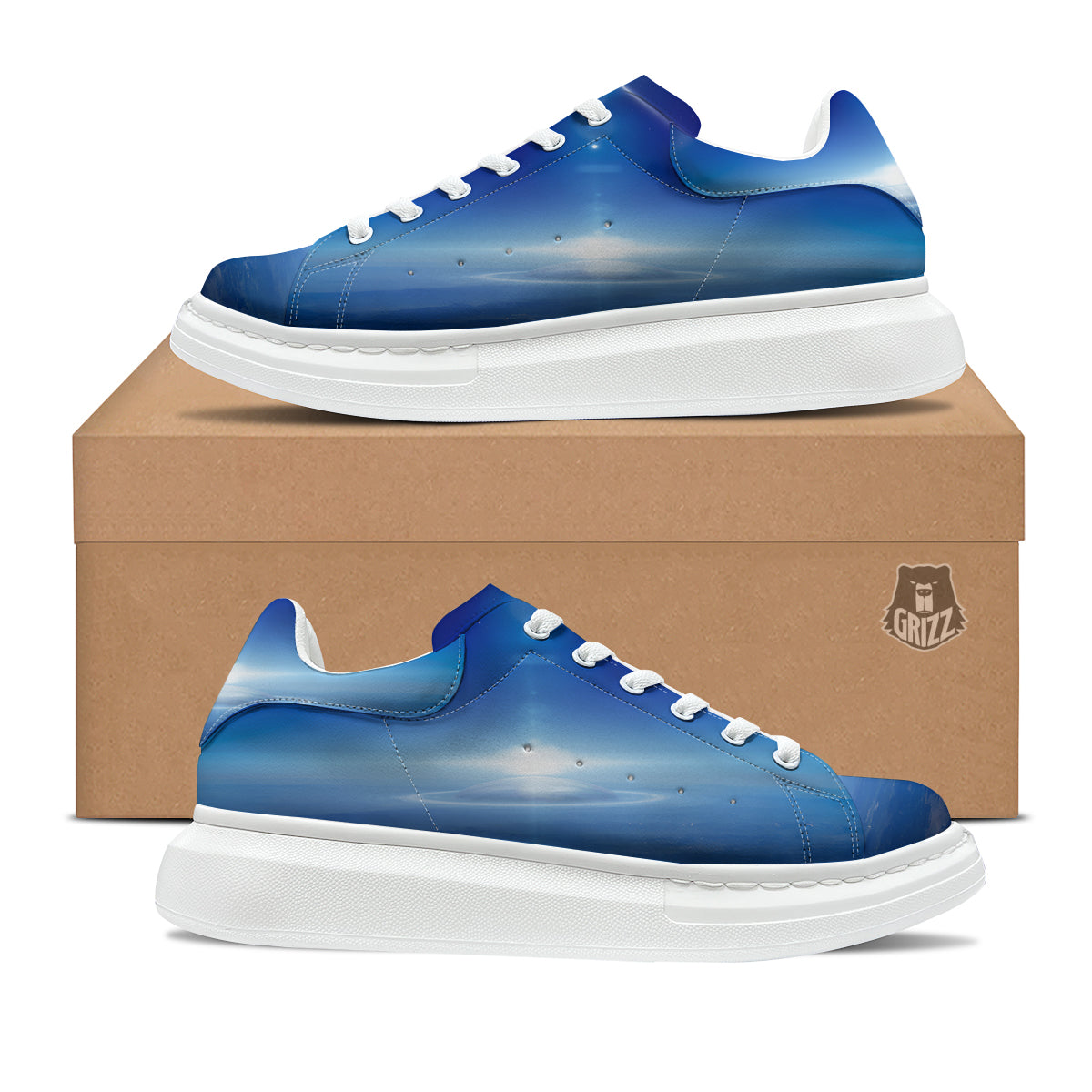 Abstract Sci Fi On Earth Print Platform Shoes-grizzshop