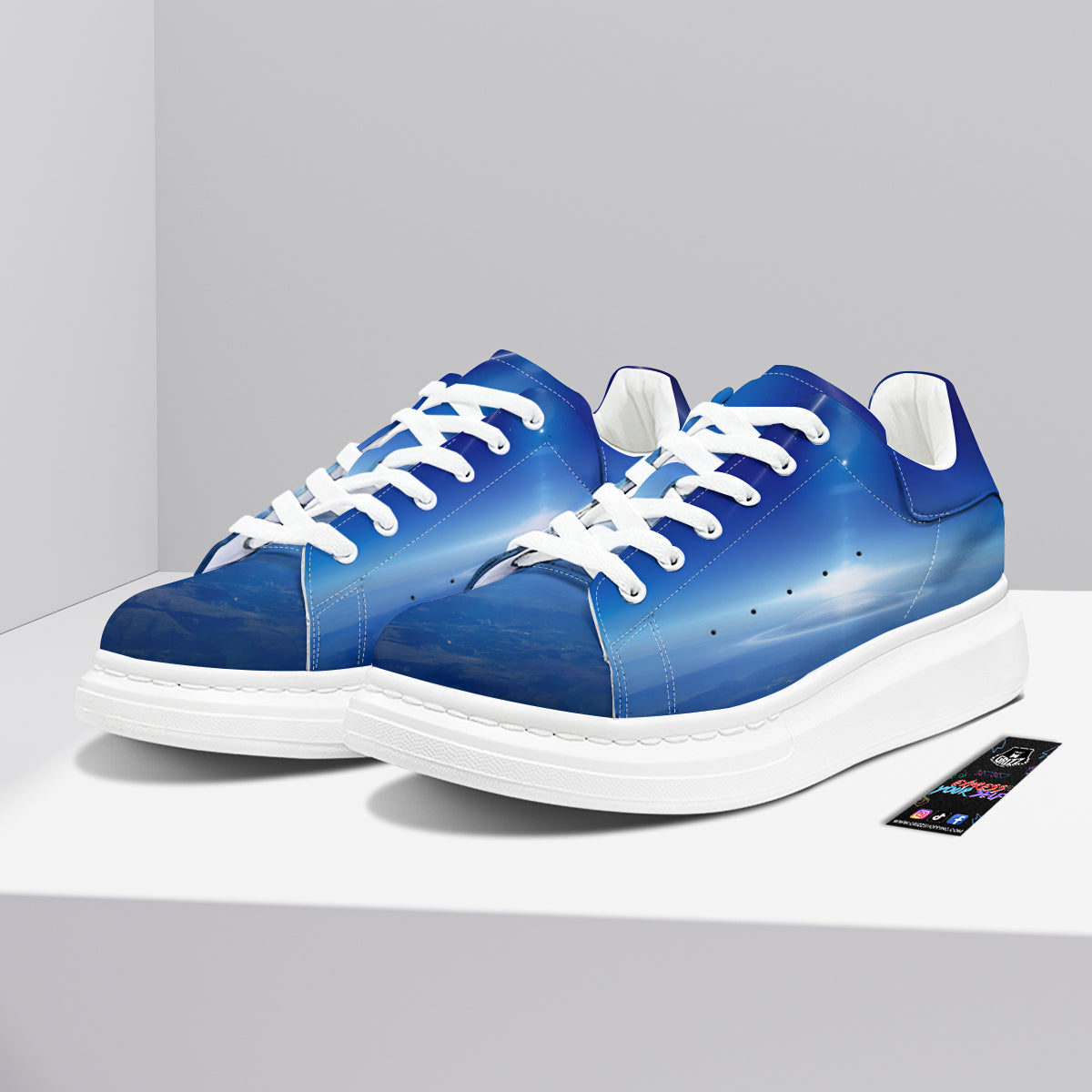 Abstract Sci Fi On Earth Print Platform Shoes-grizzshop