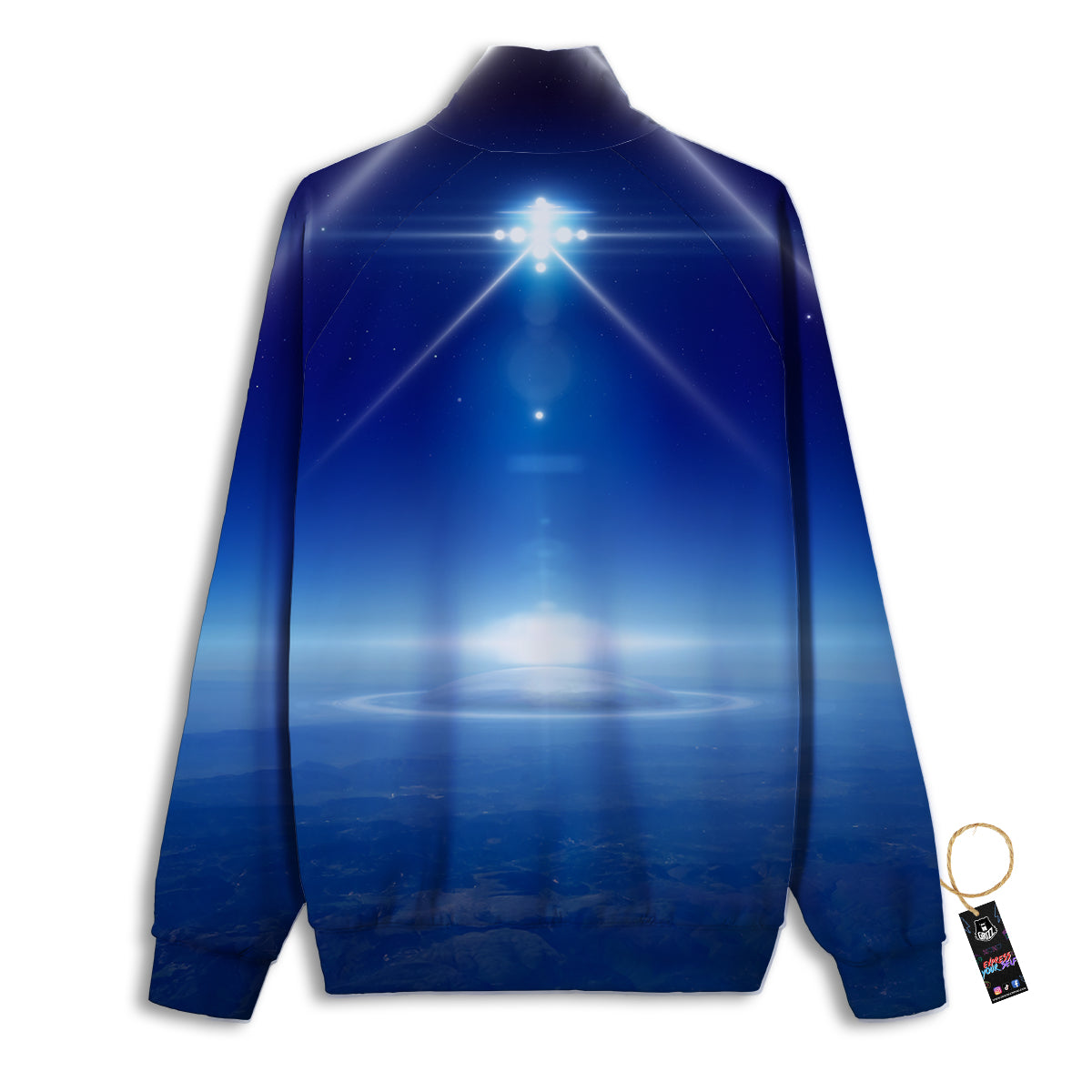 Abstract Sci Fi On Earth Print Track Jacket-grizzshop