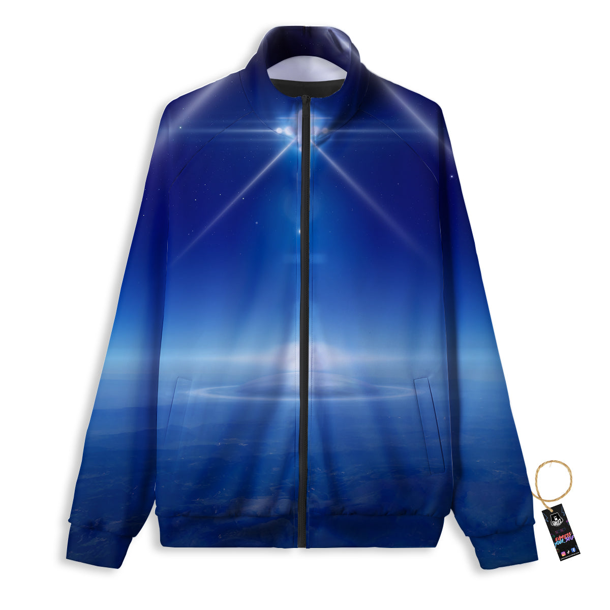 Abstract Sci Fi On Earth Print Track Jacket-grizzshop