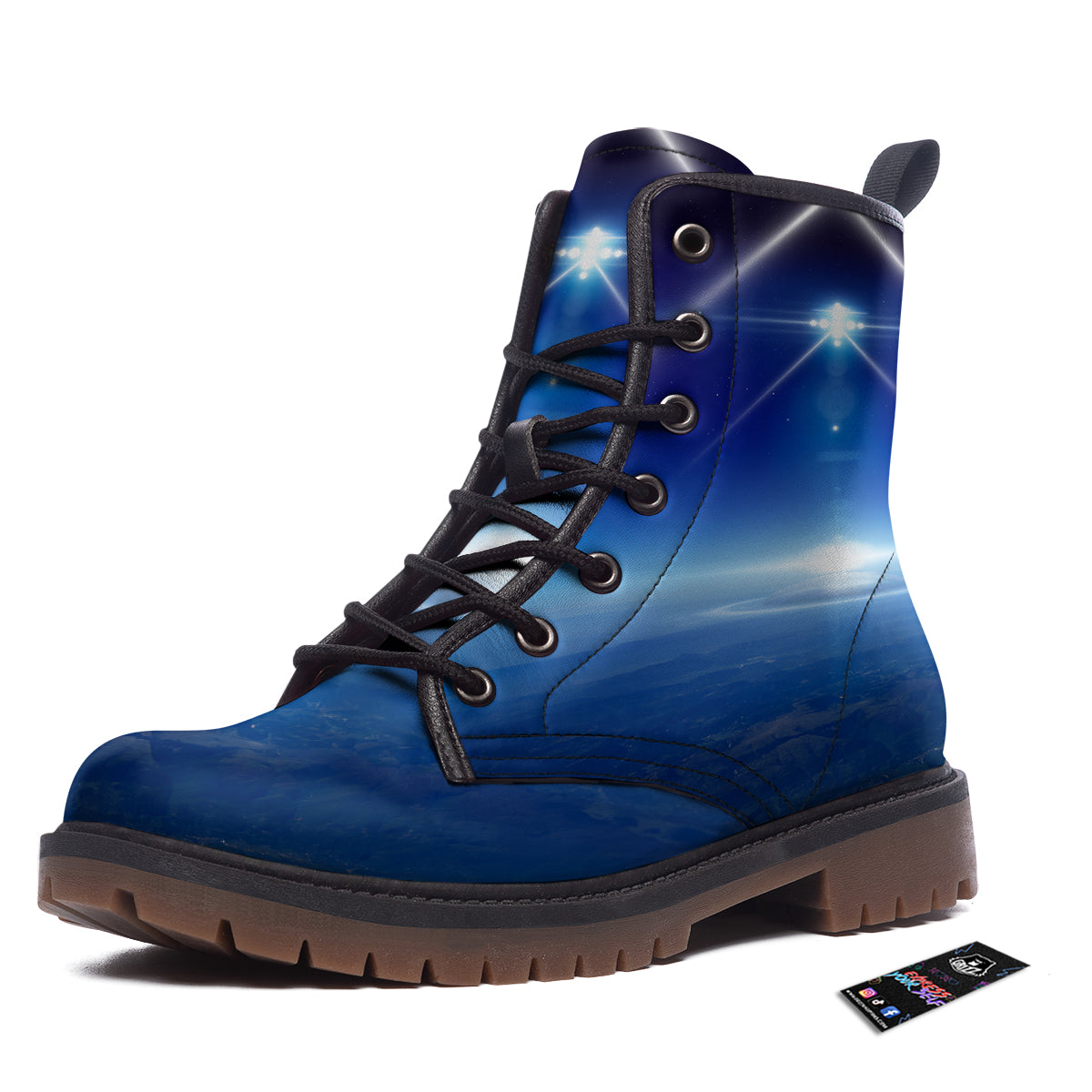 Abstract Sci Fi On Earth Print Work Boots-grizzshop