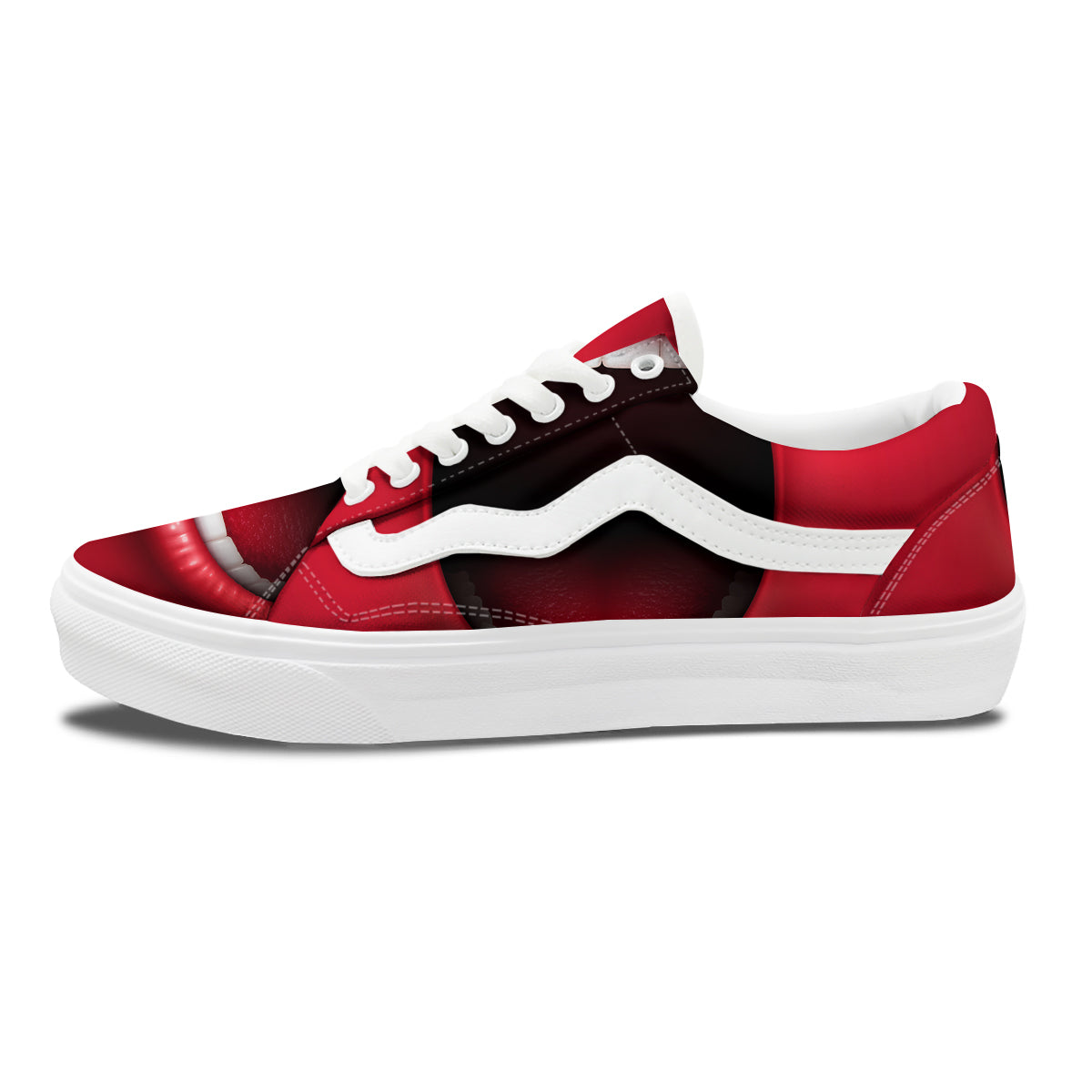 Abstract Scream Red Mouth Print Skate Shoes-grizzshop