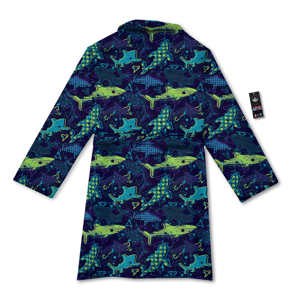 Abstract Shark Print Pattern Bathrobe-grizzshop