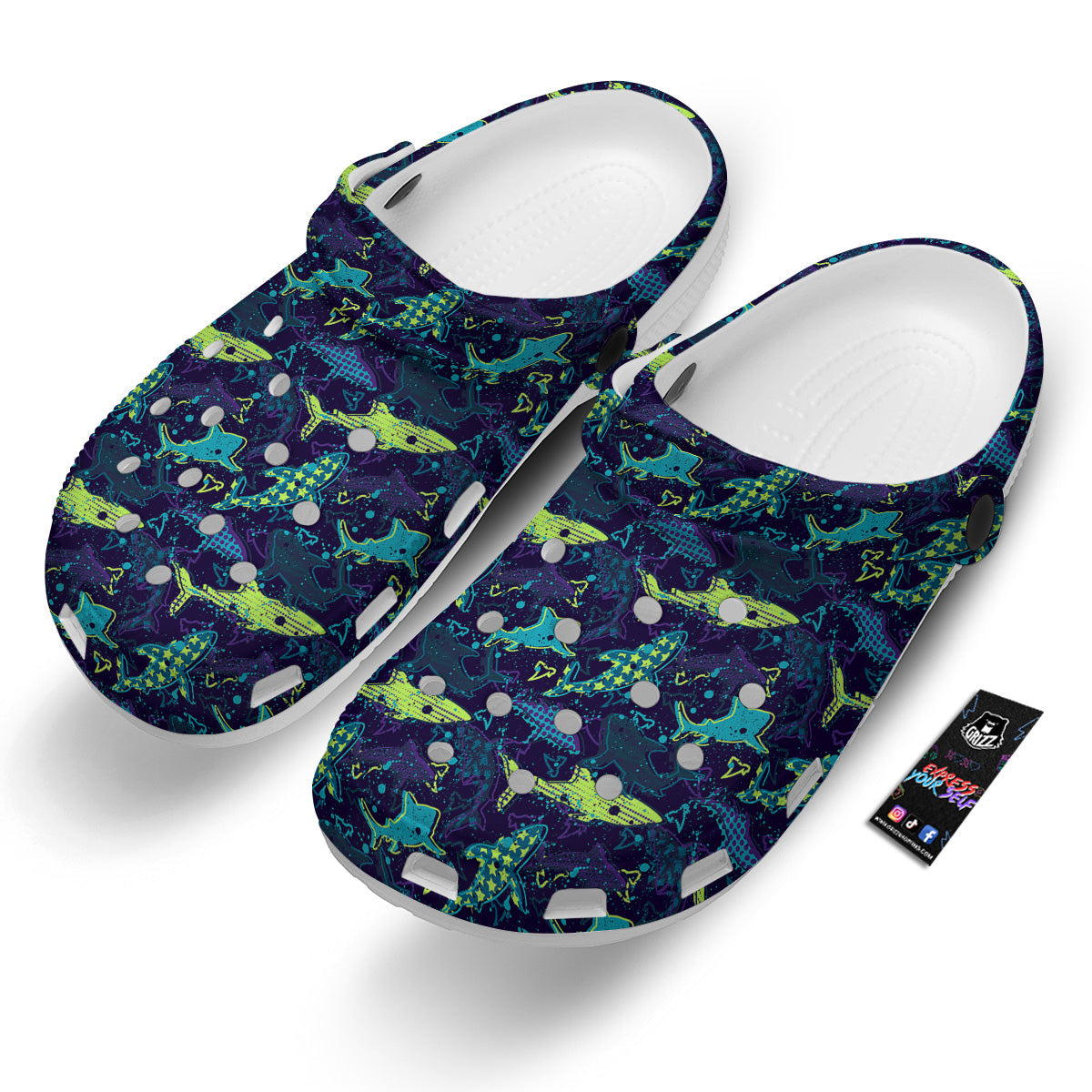 Abstract Shark Print Pattern Clog-grizzshop