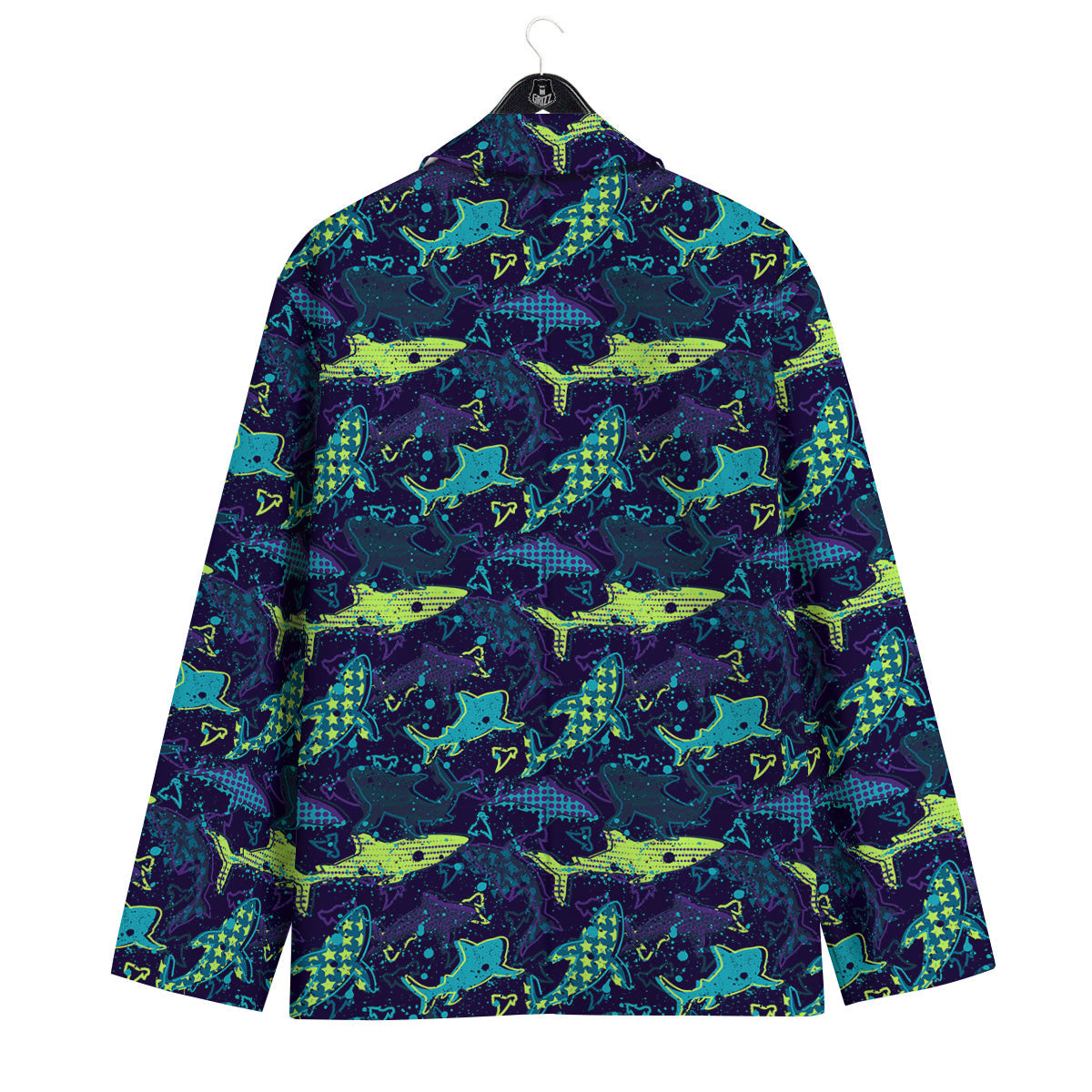 Abstract Shark Print Pattern Men's Sport Coat-grizzshop