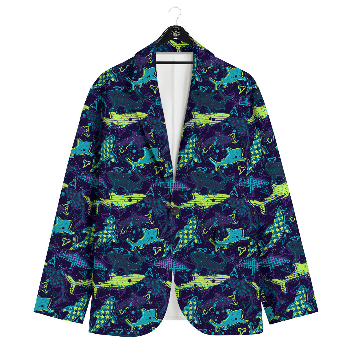 Abstract Shark Print Pattern Men's Sport Coat-grizzshop