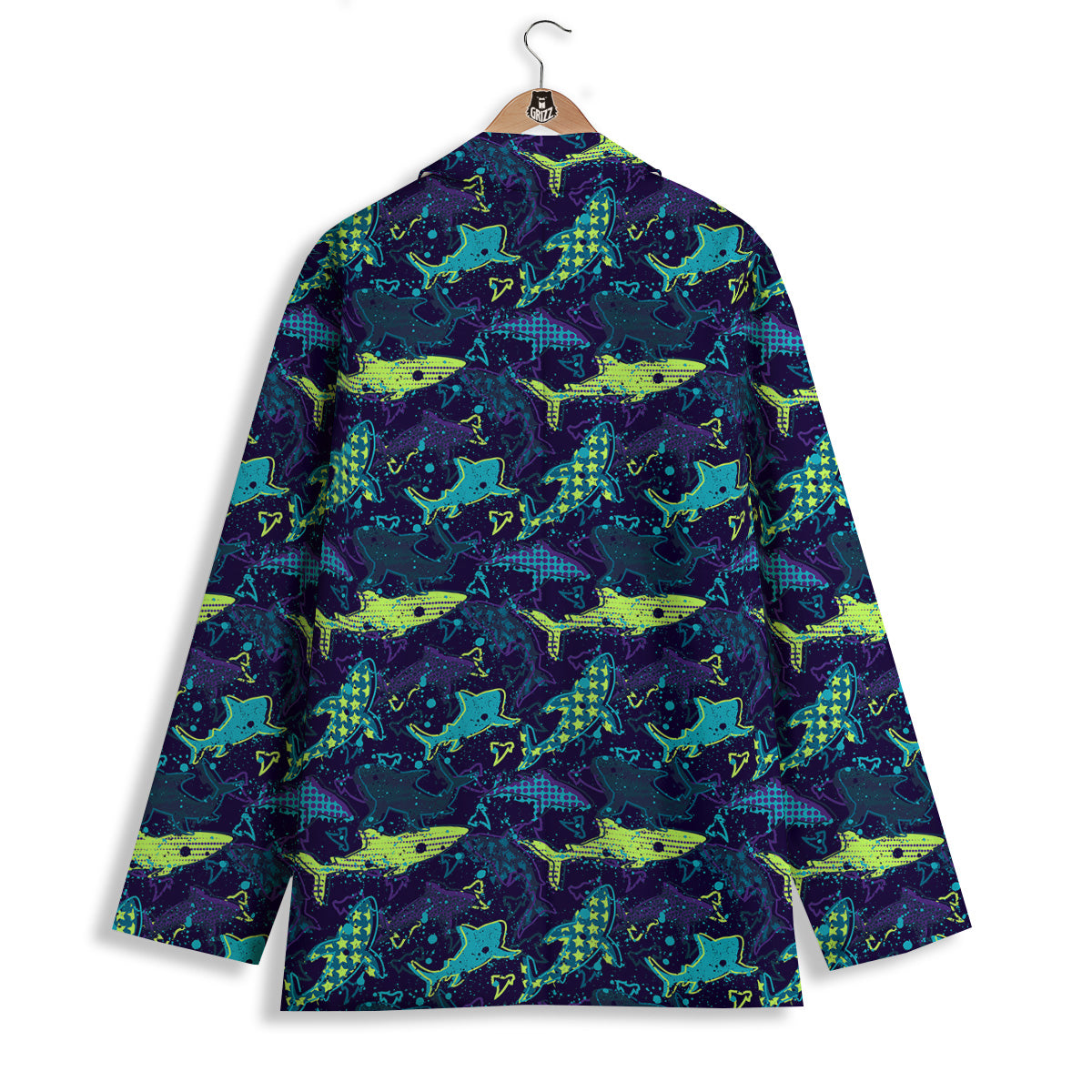 Abstract Shark Print Pattern Women's Blazer-grizzshop