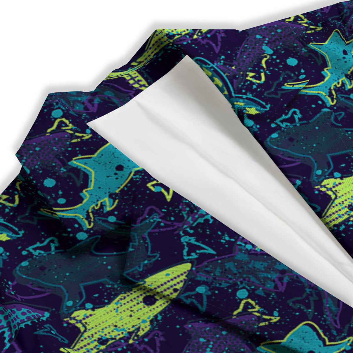Abstract Shark Print Pattern Women's Blazer-grizzshop