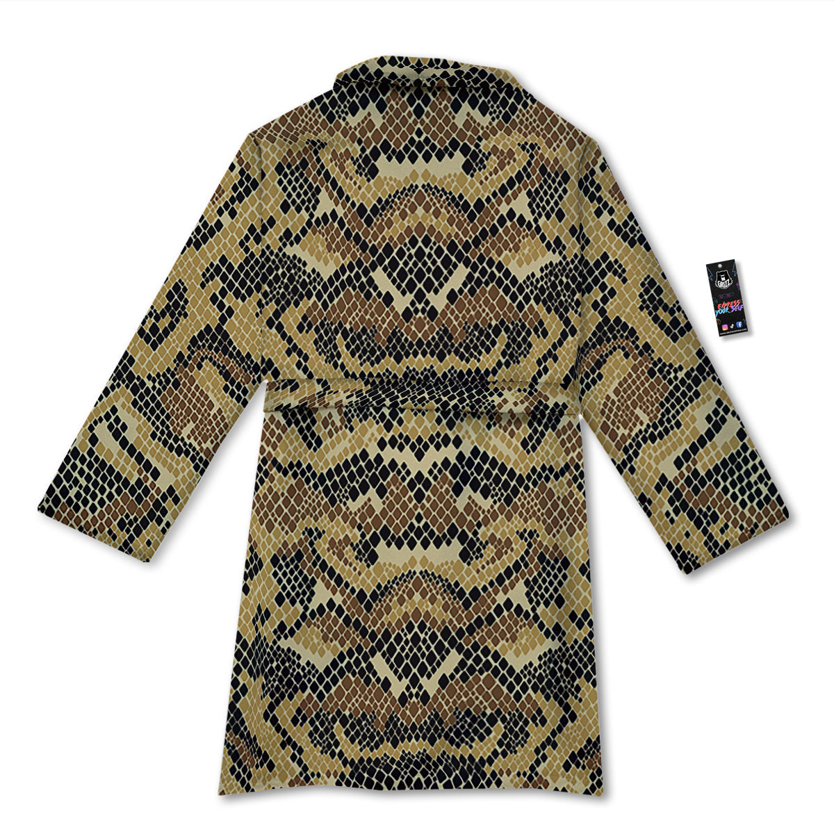 Abstract Snake Skin Print Bathrobe-grizzshop