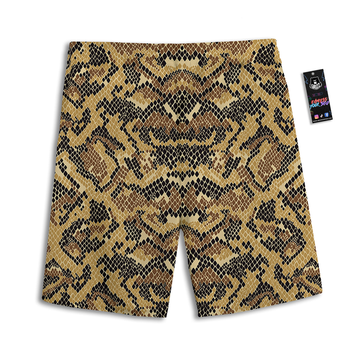 Abstract Snake Skin Print Men's Athletic Shorts
