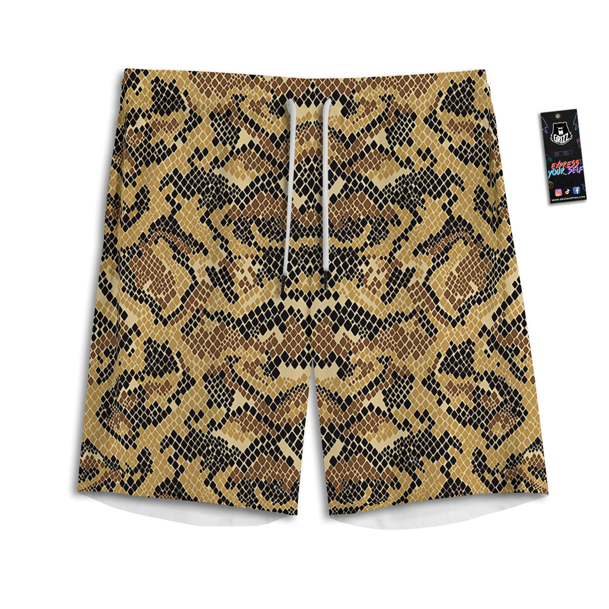 Abstract Snake Skin Print Men's Athletic Shorts