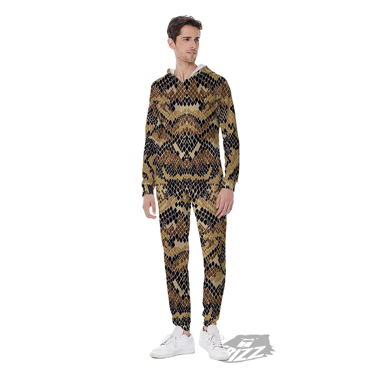 Abstract Snake Skin Print Men's Jumpsuit-grizzshop