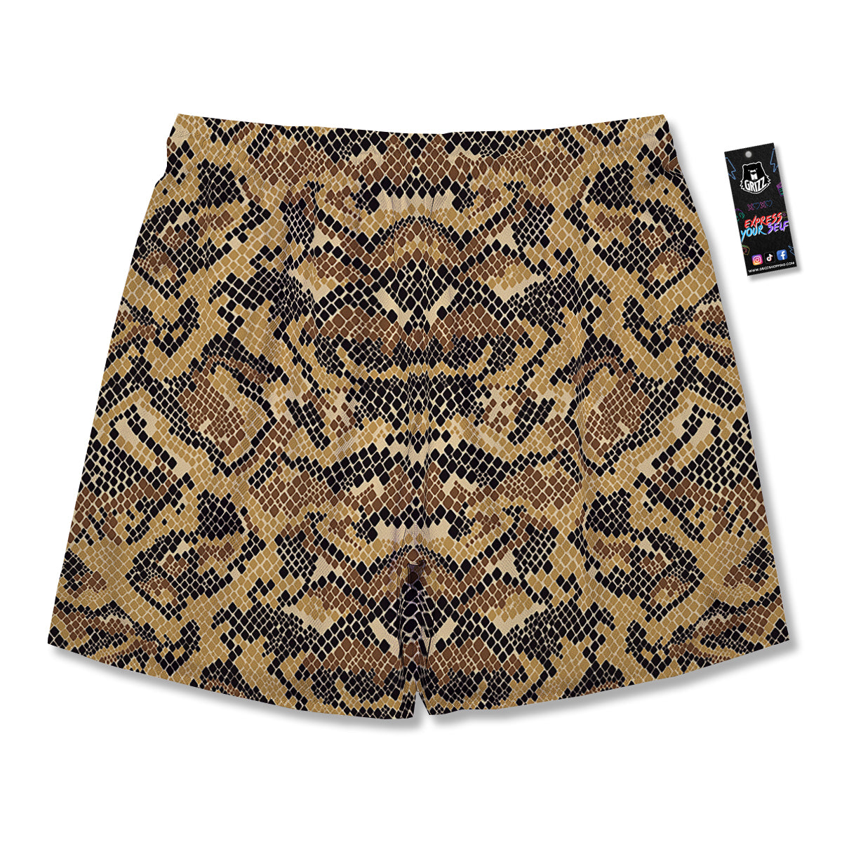 Abstract Snake Skin Print Men's Running Shorts-grizzshop