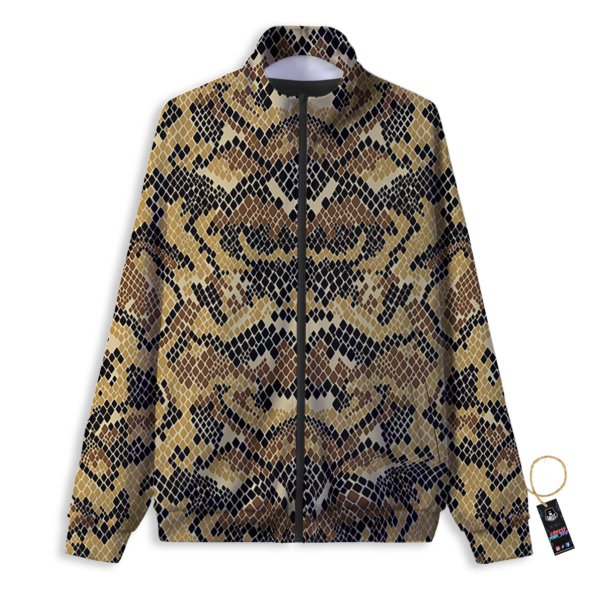 Abstract Snake Skin Print Track Jacket-grizzshop