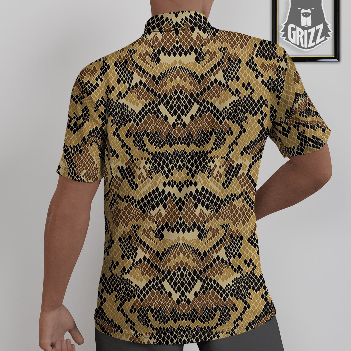 Abstract Snake Skin Print Untucked Shirts-grizzshop