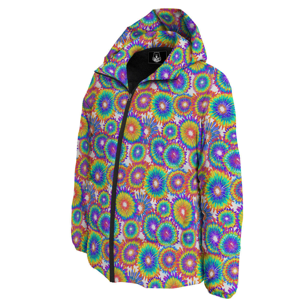 Abstract Sunflower Colorful Print Pattern Down Jacket-grizzshop