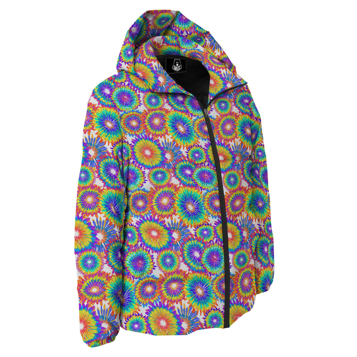 Abstract Sunflower Colorful Print Pattern Down Jacket-grizzshop