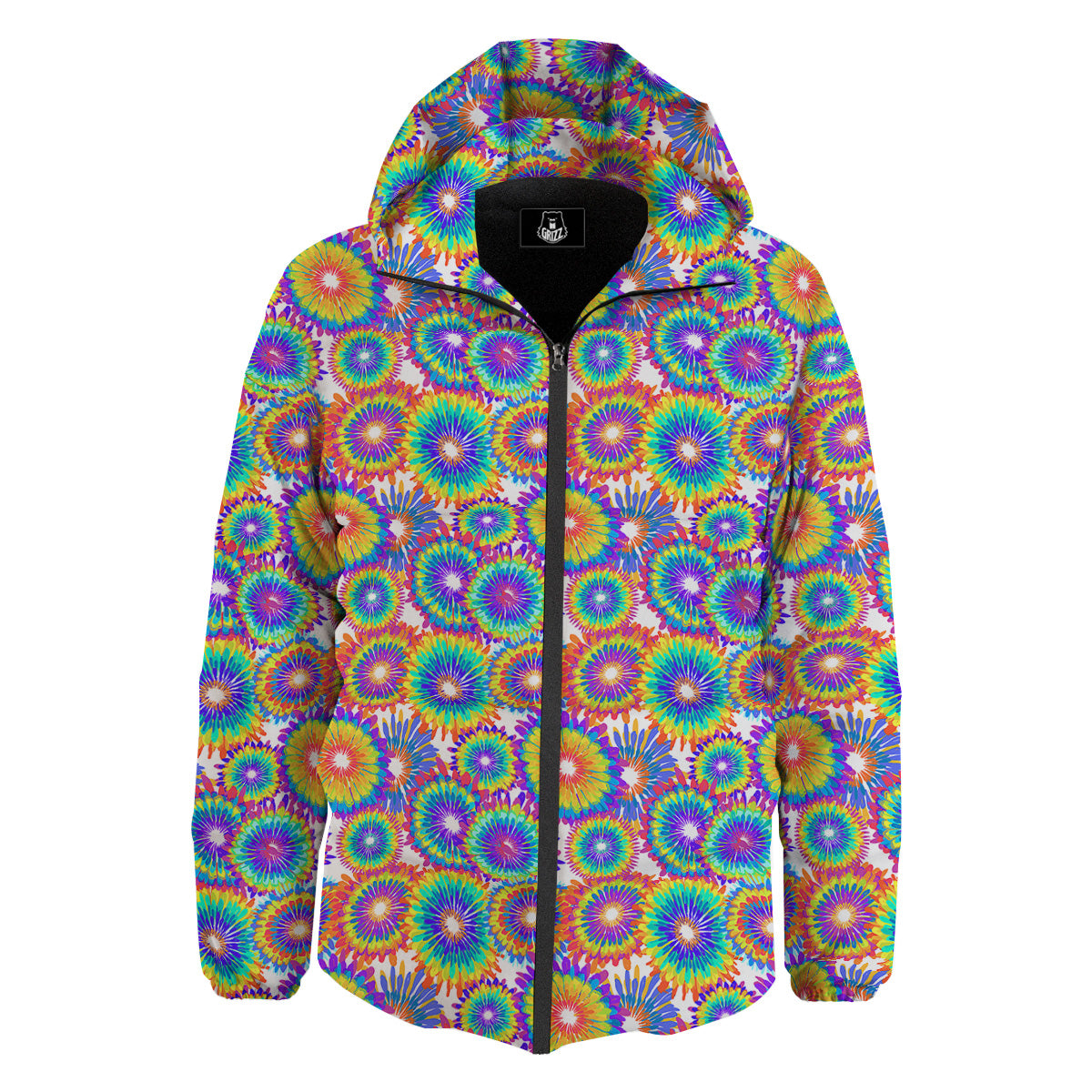 Abstract Sunflower Colorful Print Pattern Down Jacket-grizzshop