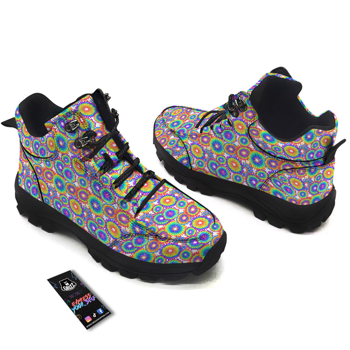 Abstract Sunflower Colorful Print Pattern Hiking Shoes-grizzshop