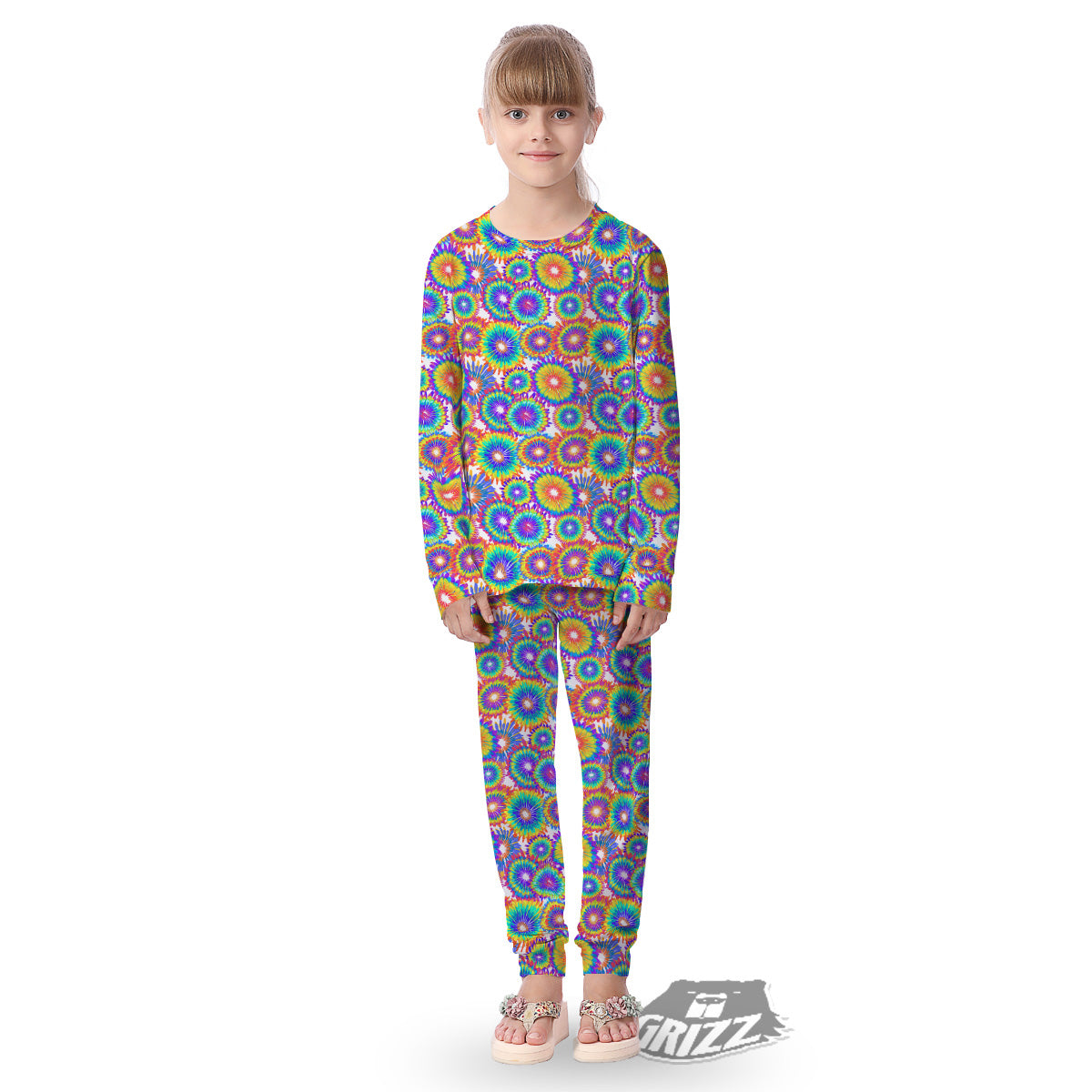 Abstract Sunflower Colorful Print Pattern Kid's Pajamas-grizzshop
