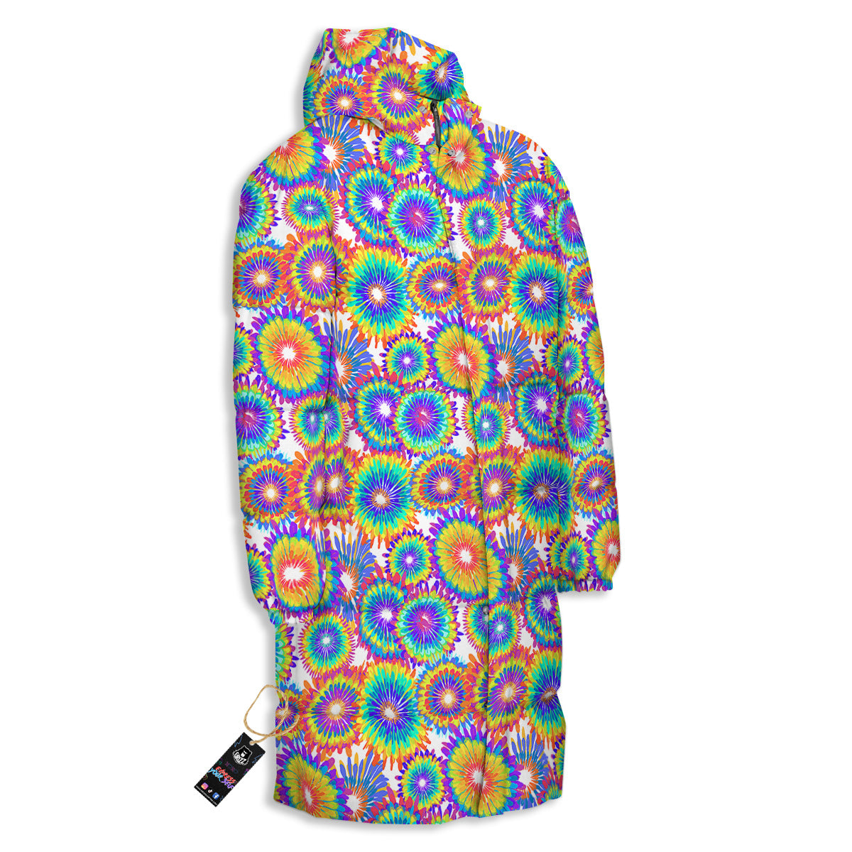 Abstract Sunflower Colorful Print Pattern Long Down Jacket-grizzshop