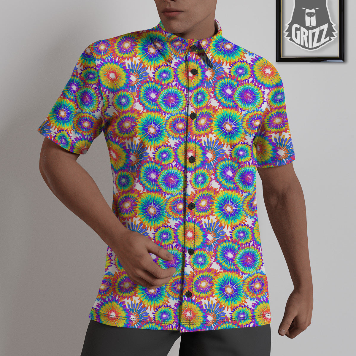 Abstract Sunflower Colorful Print Pattern Untucked Shirts-grizzshop