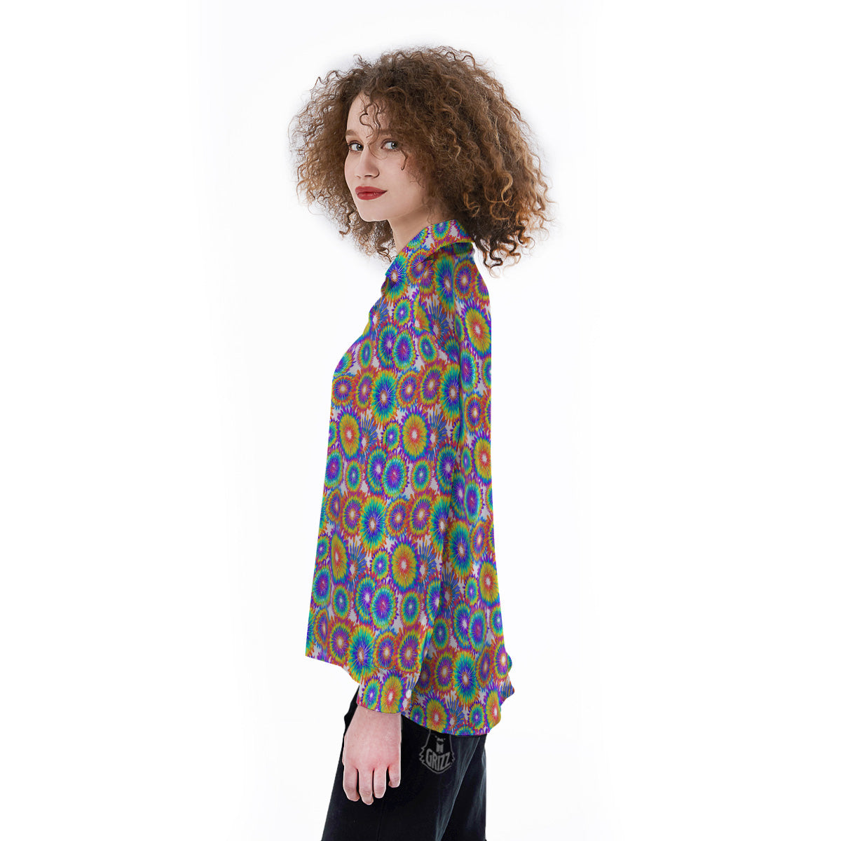 Abstract Sunflower Colorful Print Pattern Women's Long Sleeve Shirts-grizzshop