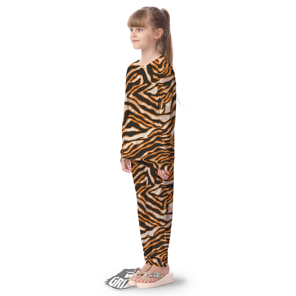 Abstract Tiger Skin Grunge Print Kid's Pajamas-grizzshop
