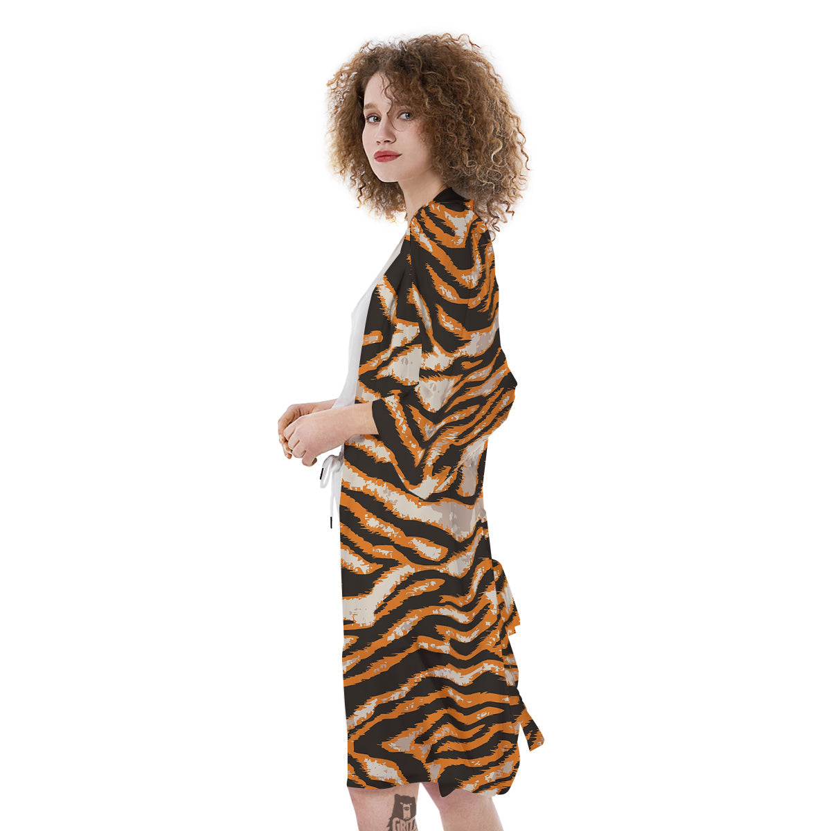 Abstract Tiger Skin Grunge Print Kimono-grizzshop