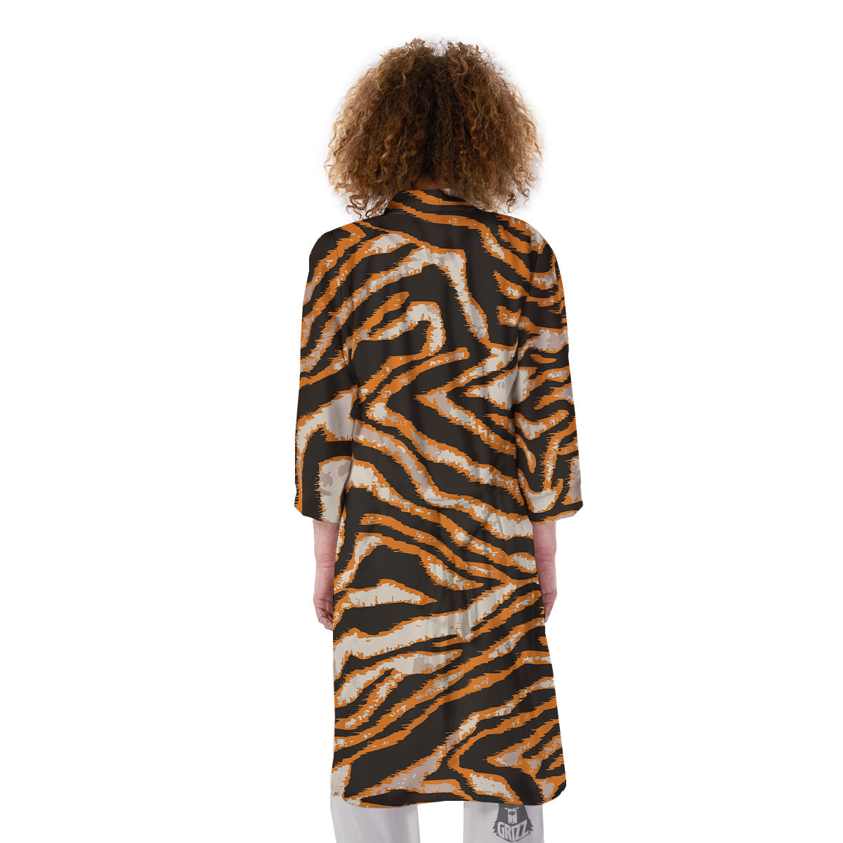 Abstract Tiger Skin Grunge Print Kimono-grizzshop