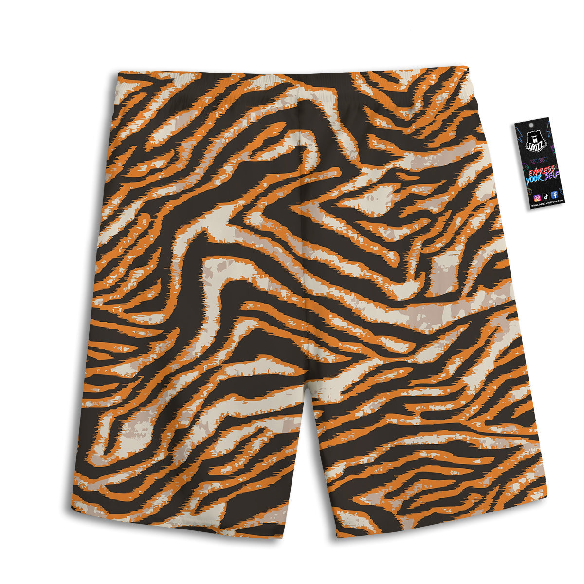 Abstract Tiger Skin Grunge Print Men's Athletic Shorts