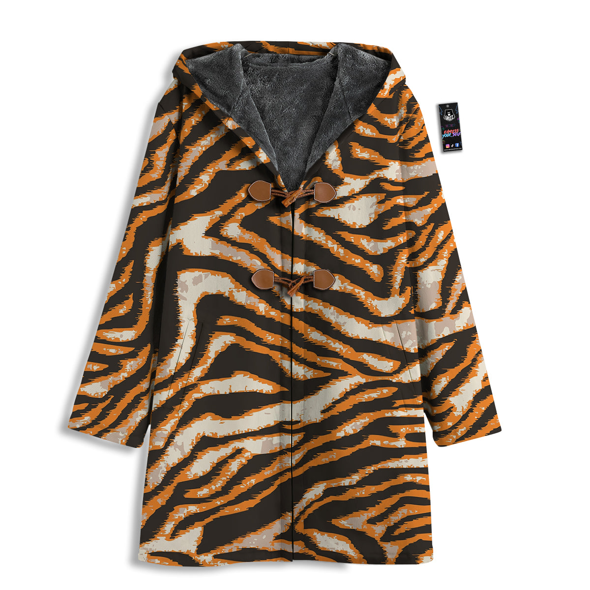 Abstract Tiger Skin Grunge Print Men's Windbreaker Jacket-grizzshop