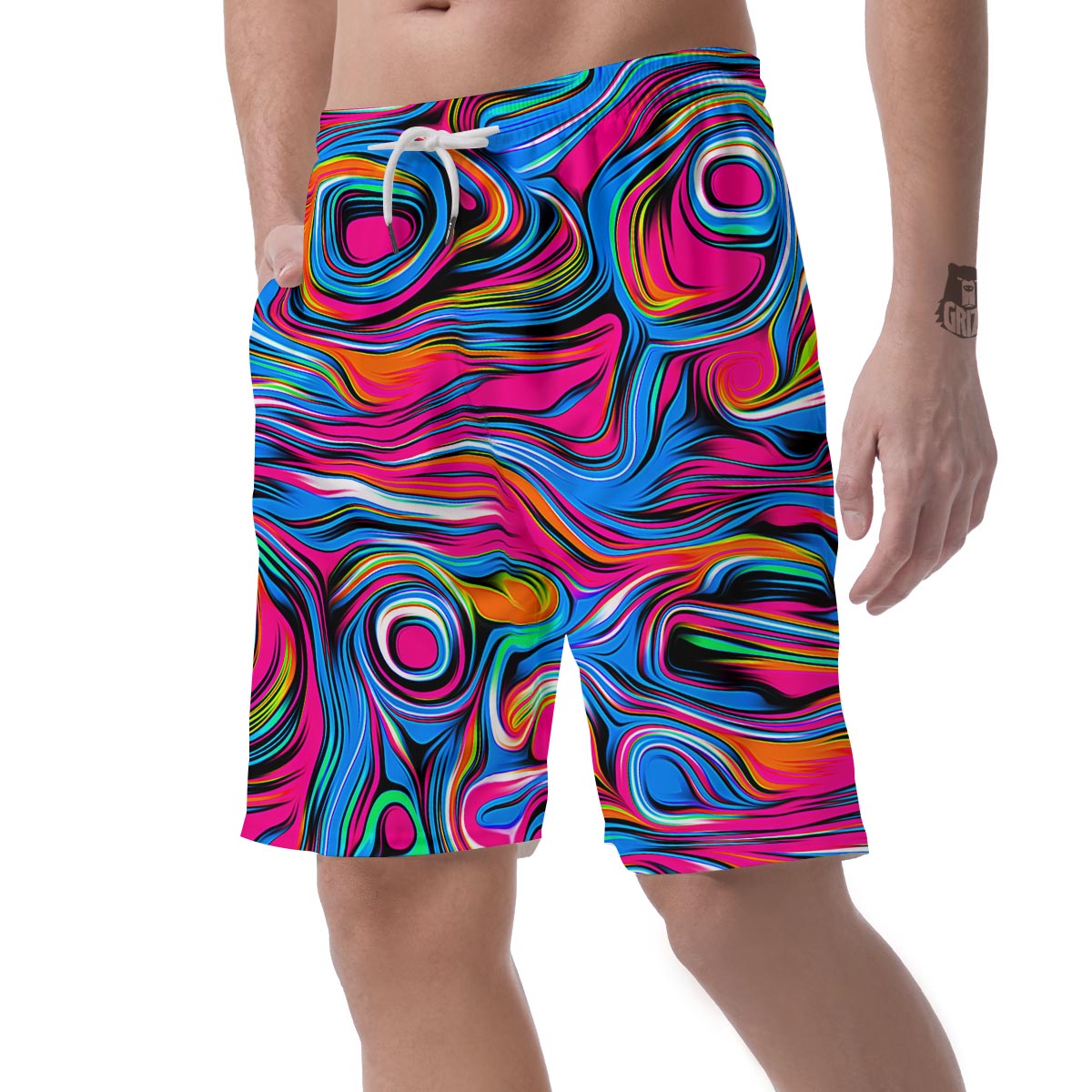 Abstract Trippy Paint Men's Shorts-grizzshop