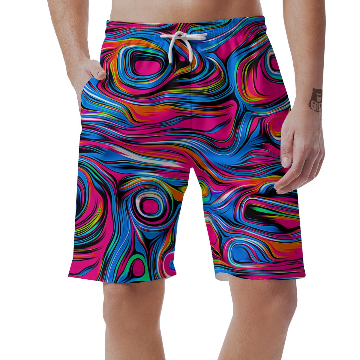 Abstract Trippy Paint Men's Shorts-grizzshop