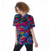 Abstract Trippy Paint Women's Short Sleeve Shirts-grizzshop