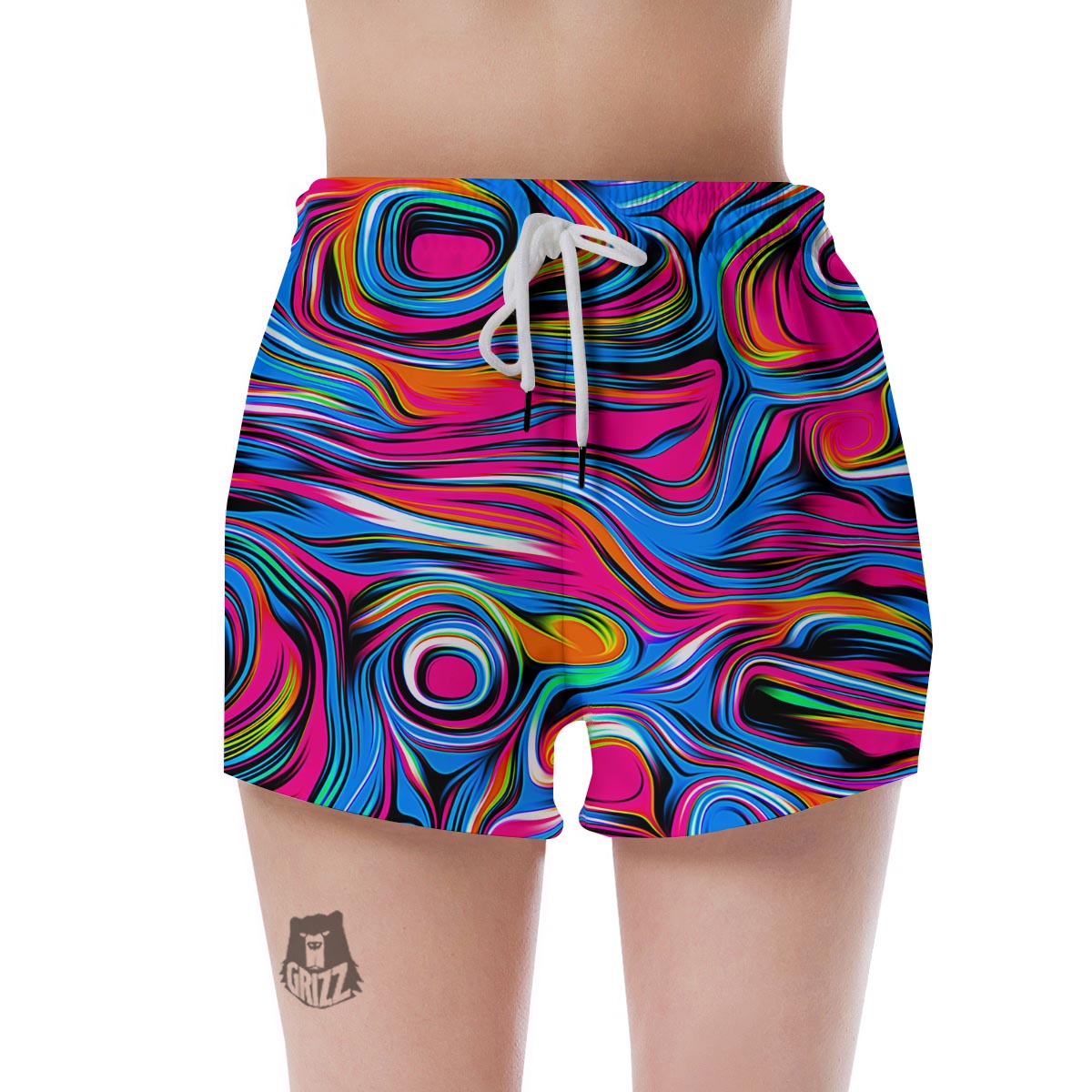 Abstract Trippy Paint Women's Shorts-grizzshop