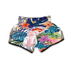 Abstract Tropical Bird Muay Thai Boxing Shorts-grizzshop