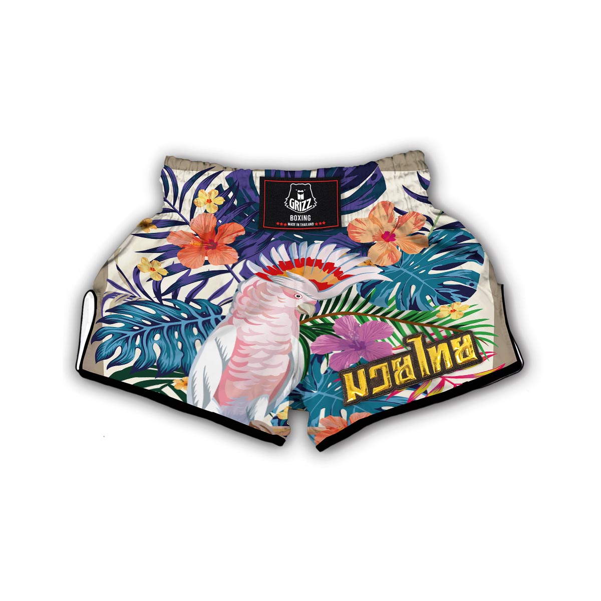 Abstract Tropical Bird Muay Thai Boxing Shorts-grizzshop