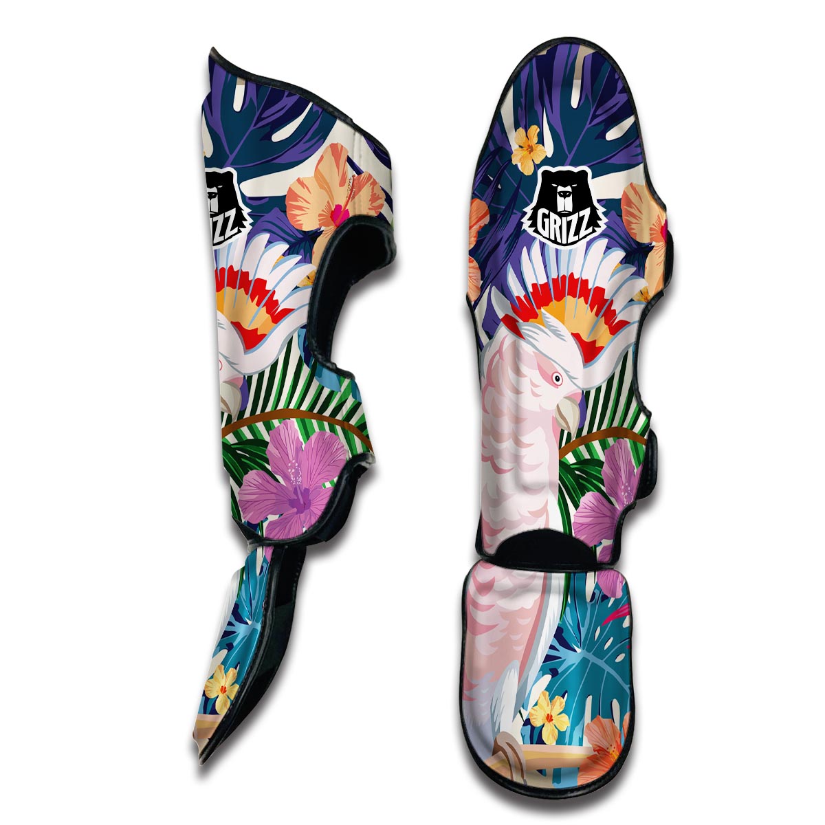 Abstract Tropical Bird Muay Thai Shin Guards-grizzshop