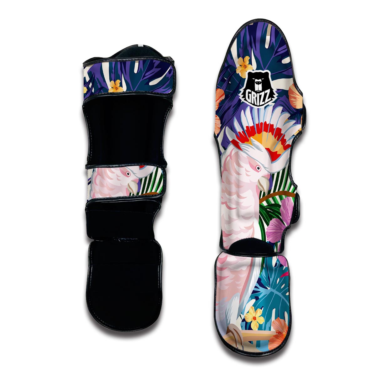 Abstract Tropical Bird Muay Thai Shin Guards-grizzshop