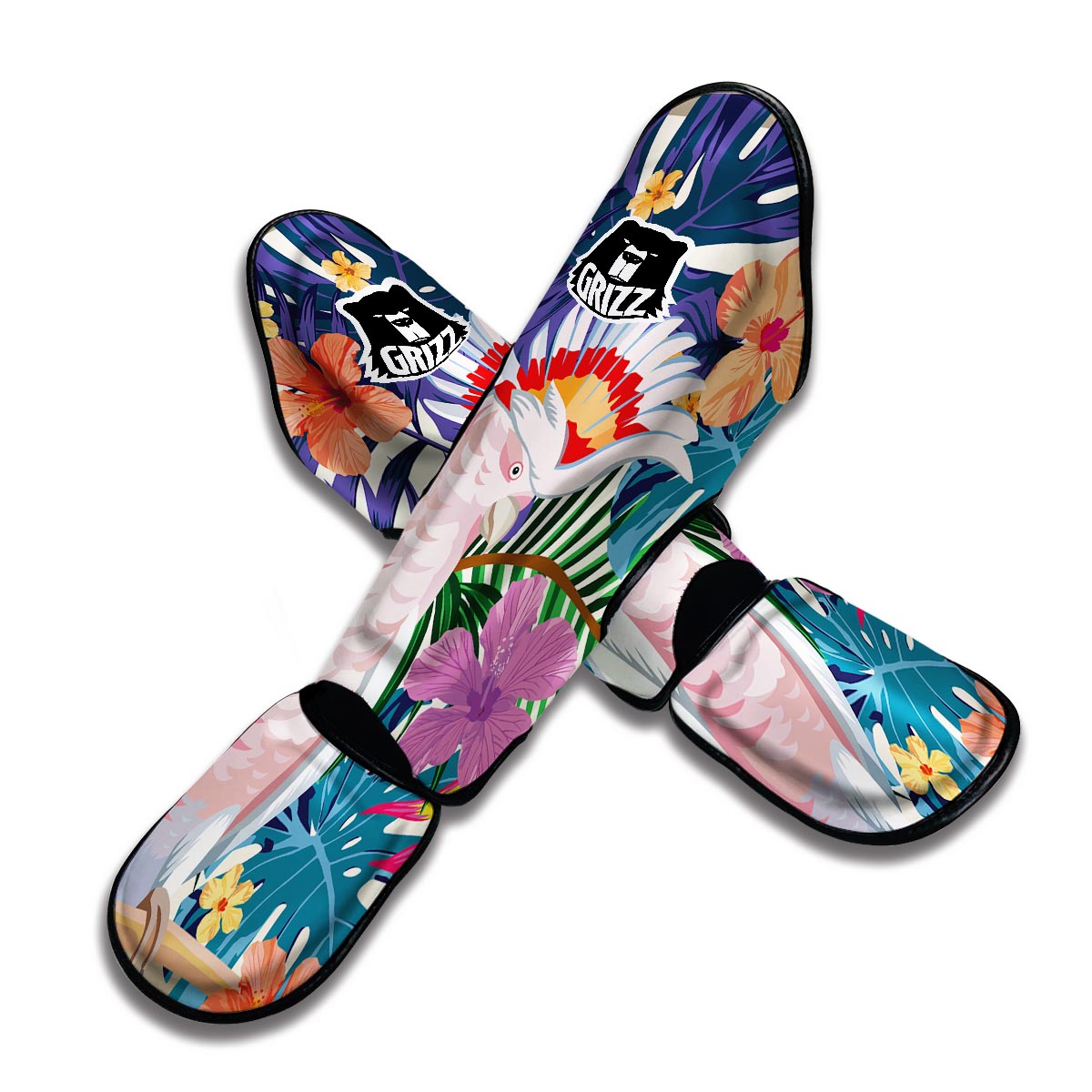 Abstract Tropical Bird Muay Thai Shin Guards-grizzshop