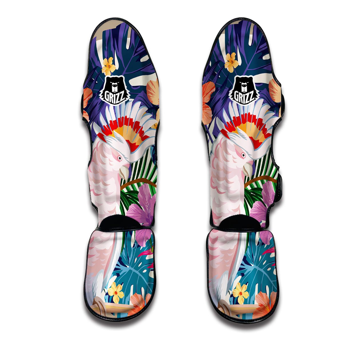 Abstract Tropical Bird Muay Thai Shin Guards-grizzshop