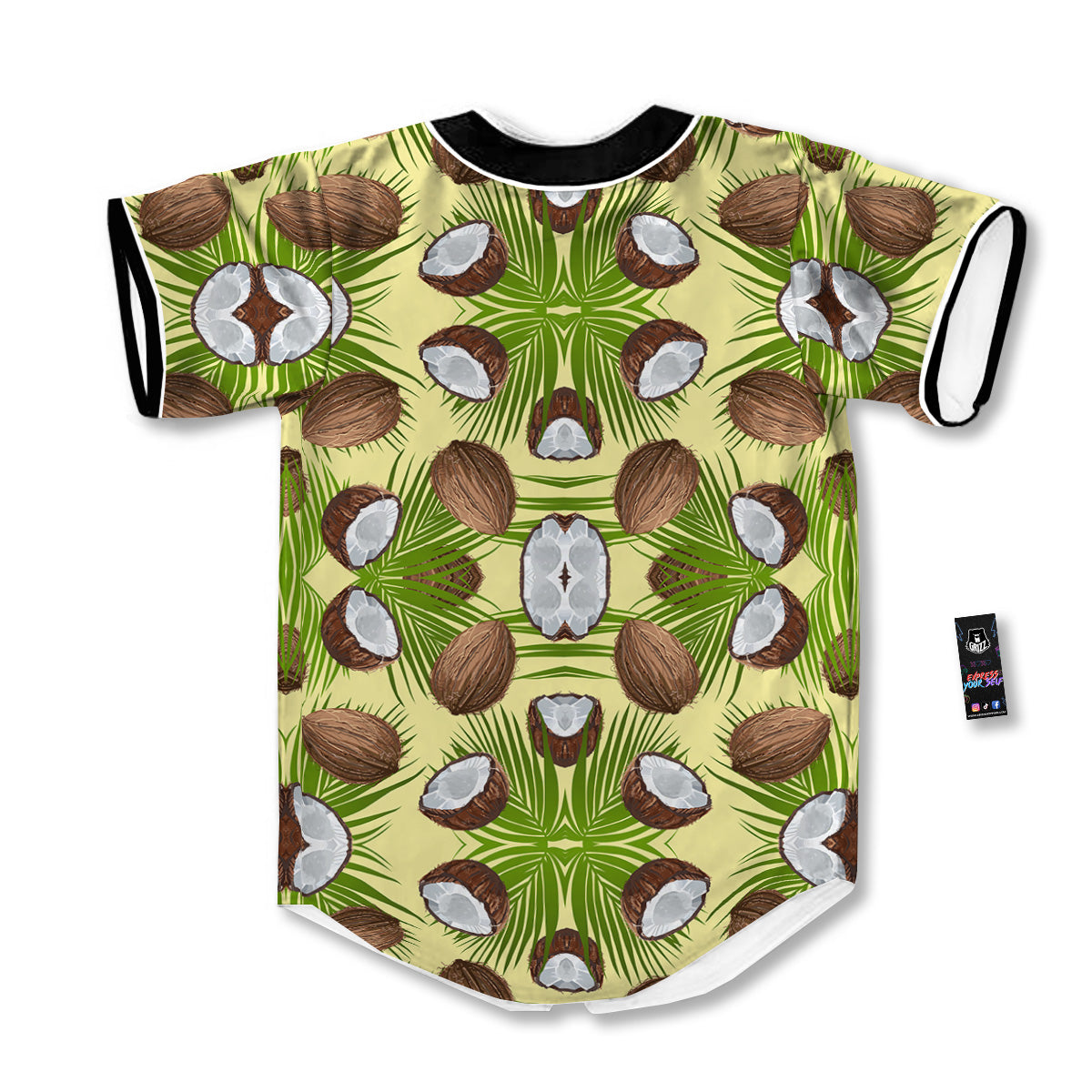 Abstract Tropical Coconut Print Pattern Baseball Jersey-grizzshop