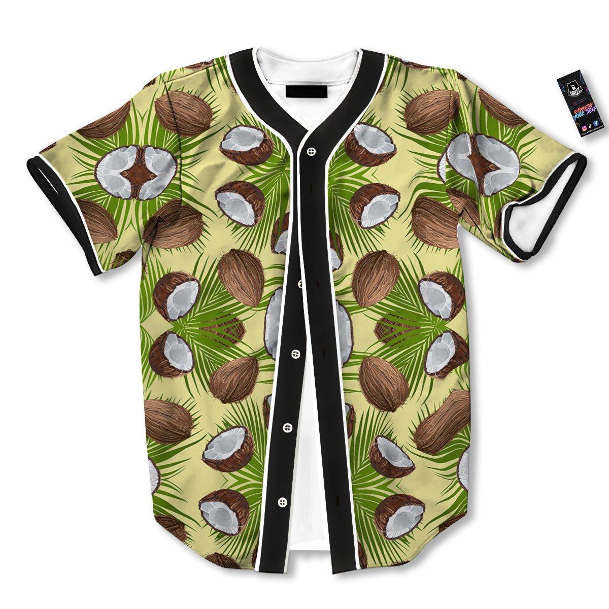 Abstract Tropical Coconut Print Pattern Baseball Jersey-grizzshop